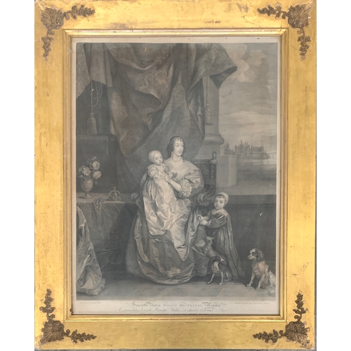 451 - Van Dyck (After) Henrietta Maria MAGNAE BRITANNIAE Regina, a line engraving by Robert Strange, 1784,... 