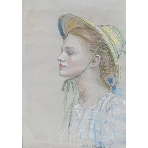 460 - Arthur Royce Bradbury, ARWA (1892-1977), pastel, portrait of lady in hat, signed and dated 1940, 31x... 