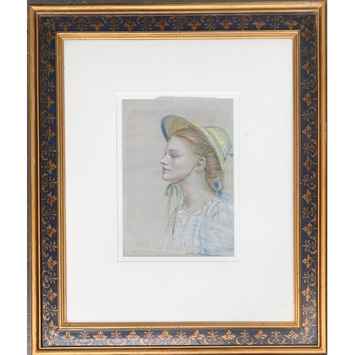 460 - Arthur Royce Bradbury, ARWA (1892-1977), pastel, portrait of lady in hat, signed and dated 1940, 31x... 