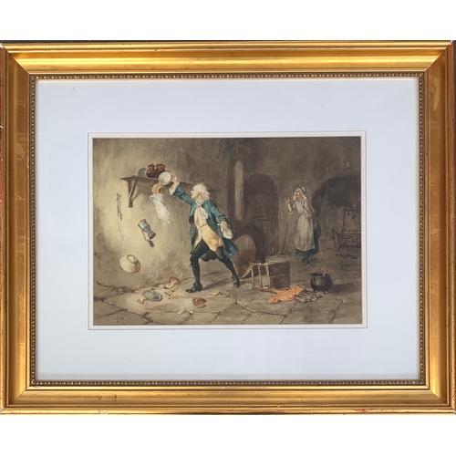 346 - George Hay RSA, RSW (1831 - 1912), 'In a rage', watercolour, signed lower left, c. 1875, 28 x 40cm