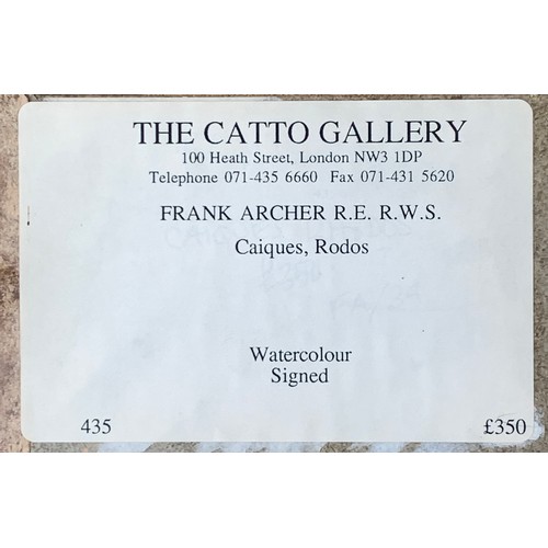 342 - Frank Archer, RWS RE ARCA (1912-1995), watercolour with gouache, 'Caiques, Rodos', signed and dated ... 