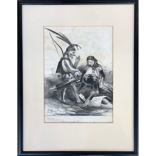 431 - After Honore Daumier, 1808-1879. 'Vas te coucher Figaro, tu sens la fièvre', 1833, lithograph, 28x20... 