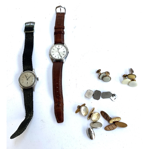 54 - Two wristwatches, a Pulsar and Ebar, together with a small quantity of cufflinks, to include one hal... 