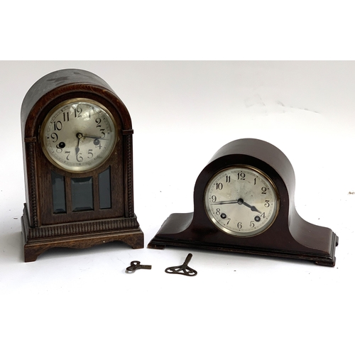 56 - Two 20th century mantel clocks, both with keys, one 19cmH, the other 30cmH