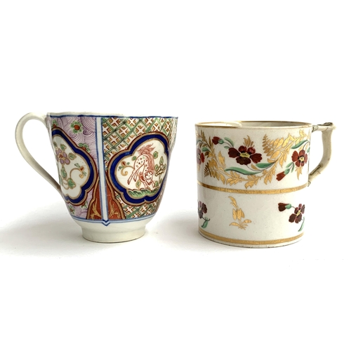 192 - Two 19th century Royal Crown Derby teacups, one with red flower pattern heightened in gilt (af), 6.5... 