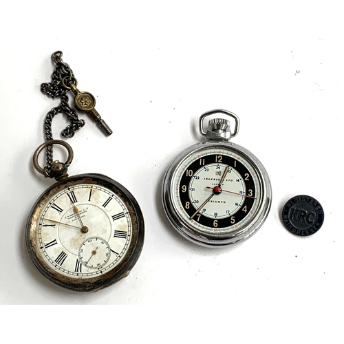 58 - A 935 silver key wind pocket watch, the dial signed JN Masters, Watchmakers Rye, together with an In... 