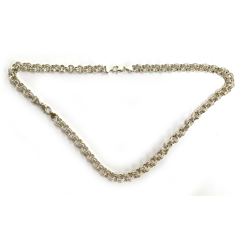 34 - A heavy 925 silver chain, hallmarked JM, can be worn as a long necklace, 65cm long, or a shorter nec... 