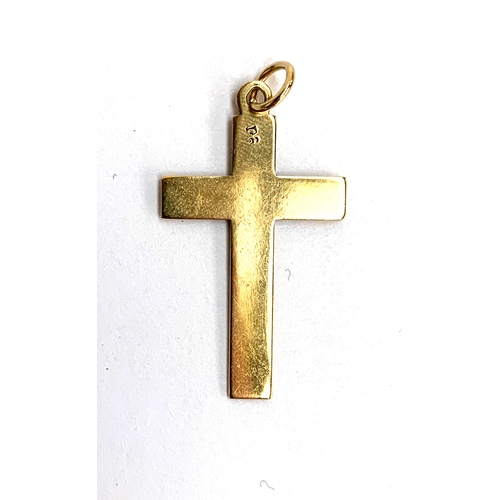 36 - A 9ct gold crucifix with engraved detail, 2.8cmL, approx. 1.2g