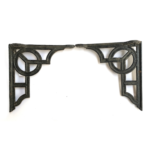 Paire De Supports Muraux En Fer, Demi-cercles Noirs, 13x10.2x6 Cm, Style Moderne