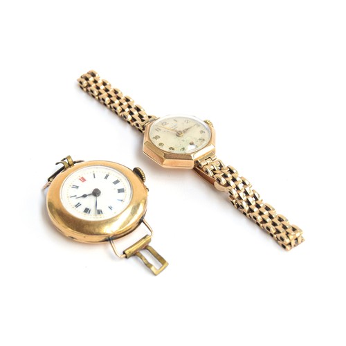 78A - An 18ct gold ladies watch, enamel dial with Roman numerals, bears London import mark, gross weight 1... 