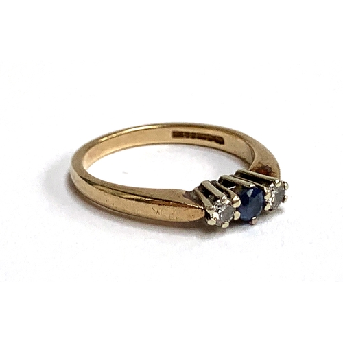 30 - A 9ct gold ring set with diamonds and a sapphire, size N, approx. 2.7g