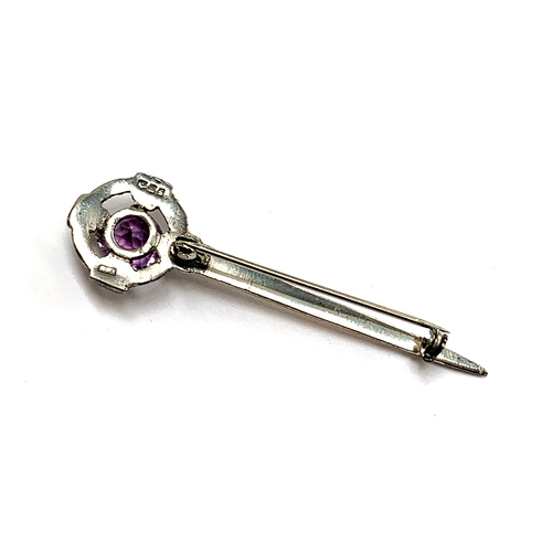 53 - A Scottish silver kilt pin set with an amethyst, hallmarked for Ward Brothers, Edinburgh, 1957, 6.5c... 