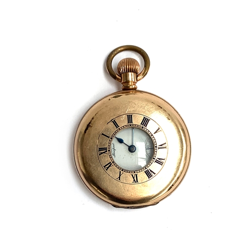 113 - A gent's gold plated half hunter fob watch by Thomas Russell & Son, Liverpool, top winding, the case... 