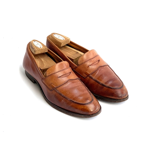 777 - A pair of Crockett & Jones brown loafers, 'The Rosebury', size 8.5E, with New & Lingwood wooden tree... 