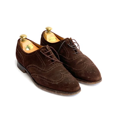 779 - A pair of Crockett & Jones chocolate brown suede brogues, 'The Worcester', size 8E, with Crockett & ... 