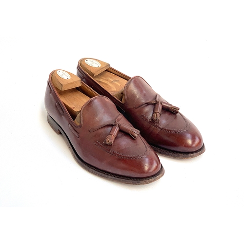 782 - A pair of Crockett & Jones 'The Cavendish' brown tassel loafers, size 8.5E, with New & Lingwood wood... 