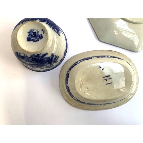 97 - A Burslem Doulton 'Watteau' pattern bowl, 15.5cmD; Wedgwood Willow pattern octagonal dish, 27cmD; We... 