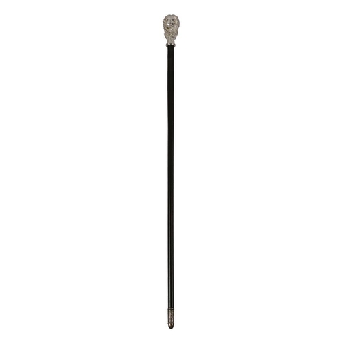 247 - Gautier, Geneva, a modern silver coloured metal mounted walking cane, the handle modelled as the bus... 