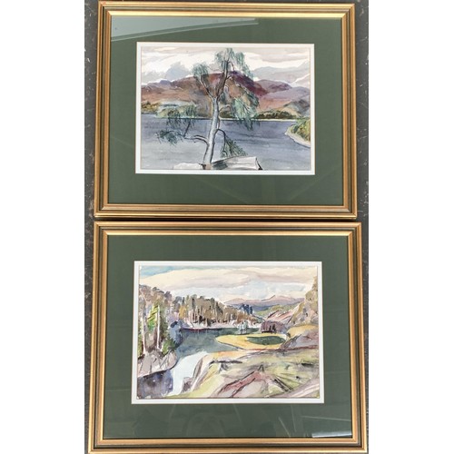 463 - A set of four 20th century watercolour Scottish landscapes, each 27x37cm (4)