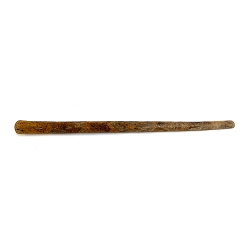 575 - A Mexican cudgel, allover carved decoration and 'Viva Mexico', 86cm long