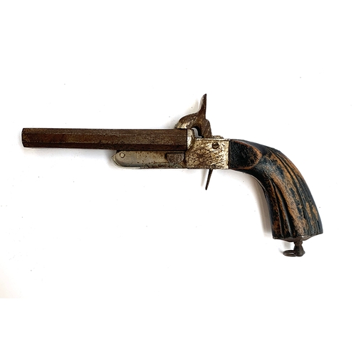 344 - Early 19th century pin fire pistol, double barrel