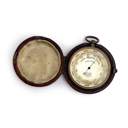 578 - A surveying aneroid compensated barometer, circa 1900, by J. Hicks, No.9314, in fitted leather case