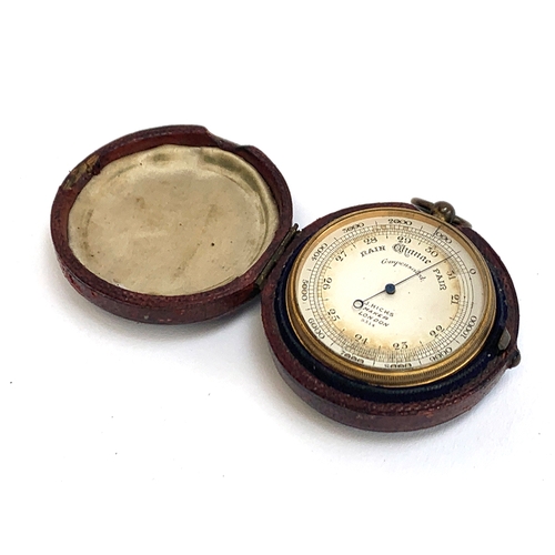 578 - A surveying aneroid compensated barometer, circa 1900, by J. Hicks, No.9314, in fitted leather case