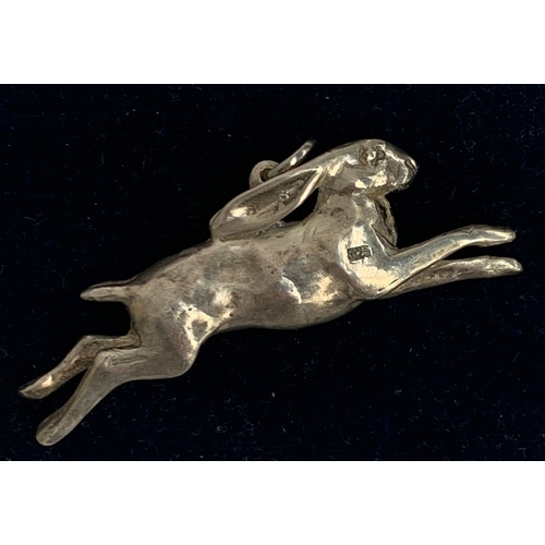 8 - A 925 cast silver running hare pendant, marked LS, approx. 6.5cm long