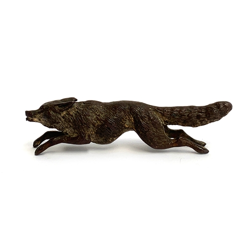 105 - A cold painted bronze of a running fox, 11.5cm long