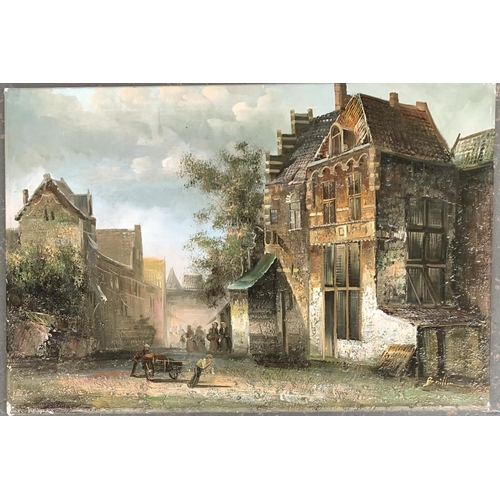 541 - 20th century French, oil on canvas, street scene, signed Baillie, 61x91cm