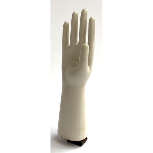 330 - A vintage ceramic glove mould, marked 'AG Hackney, Burslem', size 7 1/2, 35cmL