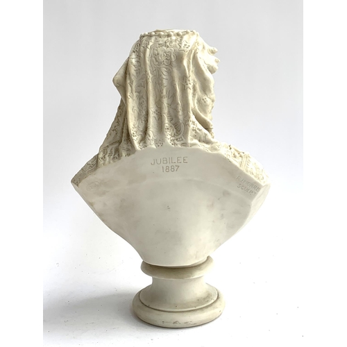 241 - A 19th century Robinson & Leadbeater parian bust of Queen Victoria, modelled after the sculpture by ... 