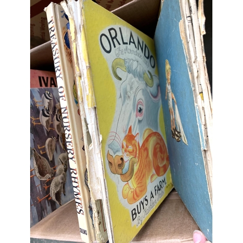 430 - A mixed box of children's books to include Orlando the Marmalade Cat, Rupert, Paddington, Roald Dahl... 