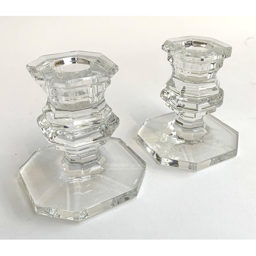 113 - A pair of Baccarat France crystal candlestick holders, each 8cmH