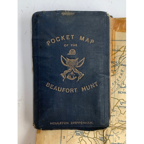 127 - A linen backed pocket map of the Beaufort Hunt, produced by Houlston, Chippenham, with index to the ... 