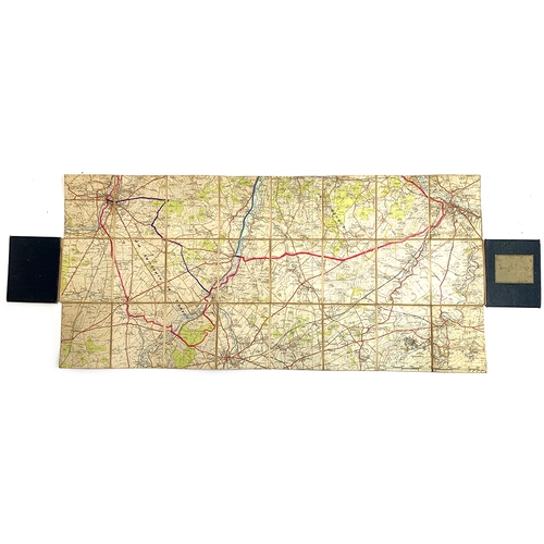 128 - A linen backed folding map of the Hursley Hunt, double sided, printed by Sifton Praed & Co, 68x32cm;... 