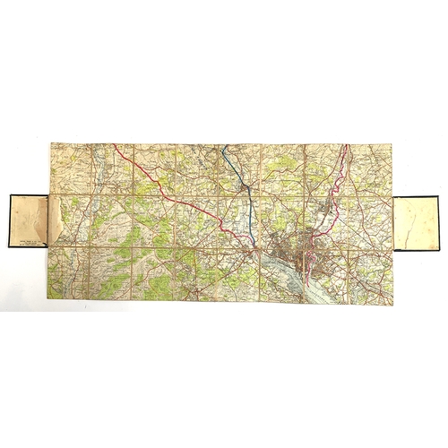 128 - A linen backed folding map of the Hursley Hunt, double sided, printed by Sifton Praed & Co, 68x32cm;... 