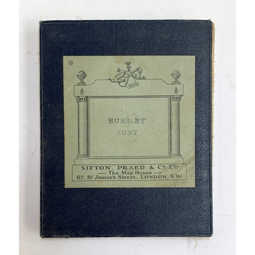 128 - A linen backed folding map of the Hursley Hunt, double sided, printed by Sifton Praed & Co, 68x32cm;... 