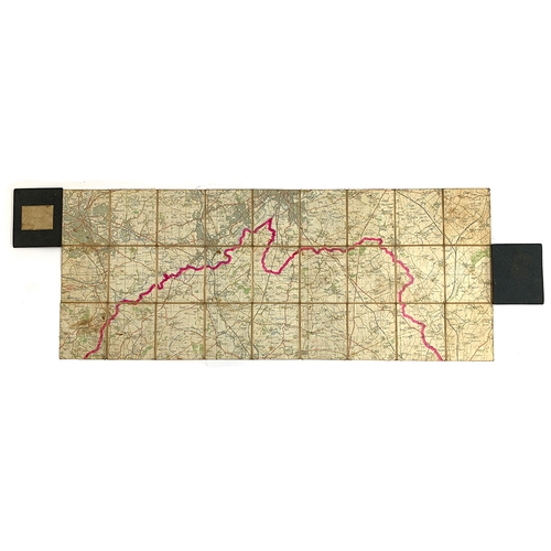 129 - A double sided linen backed map of the Quorn hunt, 78x31cm