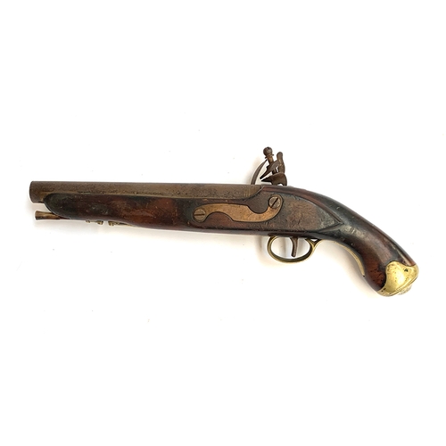 342 - A flintlock pistol, the side plate marked 'Tower' and 'GR', the barrel 23cm long