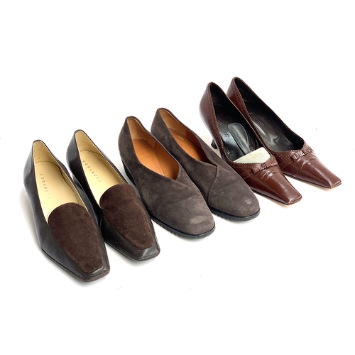 772 - A pair of Eliot Zed size 38 brown suede shoes; together with a pair of L.K Bennett brown leather hee... 