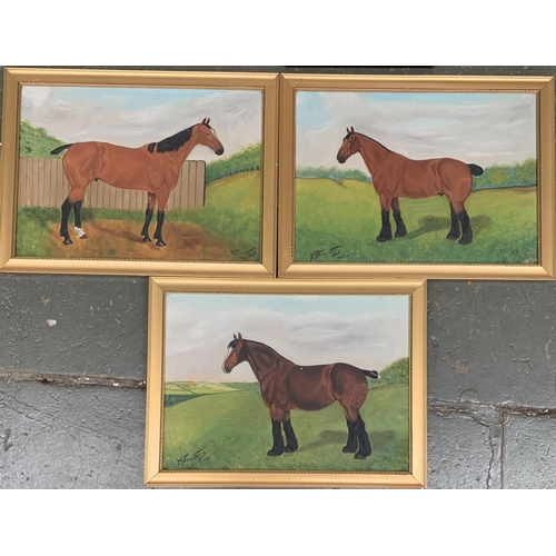 292 - H Armstrong, three early 20th century studies of horses, oil on canvas, each signed and dated 1911, ... 