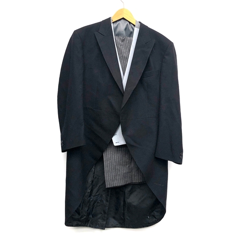 996 - A gent's morning suit with grey double breasted waistcoat and pinstripe trousers, approx. 44