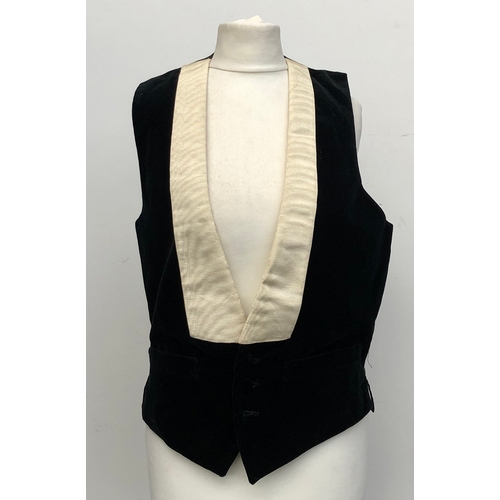 1007 - Three gent's evening waistcoats, one by Hall Brothers Oxford (1981) of black velvet with raw ivory s... 