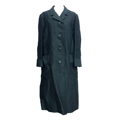 753 - A Schwartz of Knightsbridge ladies green vintage overcoat, with turned cuffs; together with a '4 U' ... 