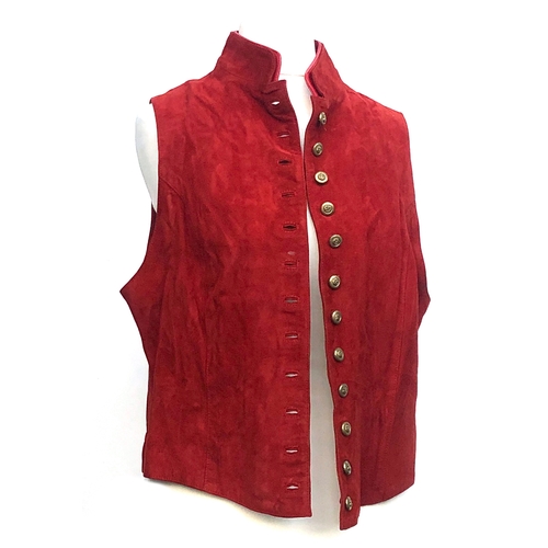 757 - A Dubarry red suede waistcoat, with gilt buttons, size 40