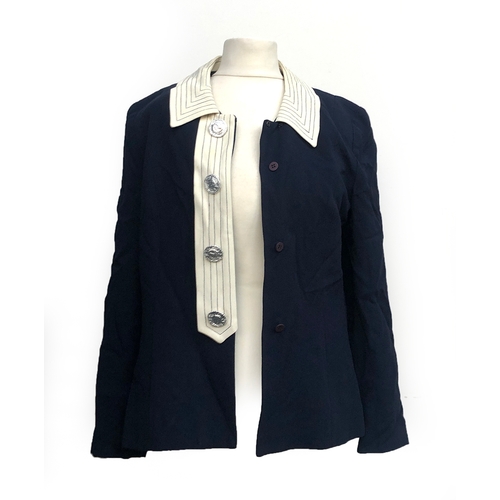 758 - An Albert Nipon navy jacket, with cream collar and lapel, size 10; together with an Albert Nipon dou... 