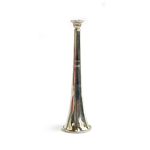 85 - An Irish Edwardian silver hunting horn T Weir & Sons, Dublin 1908, approx. 19cm long, 3.9ozt

Proven... 