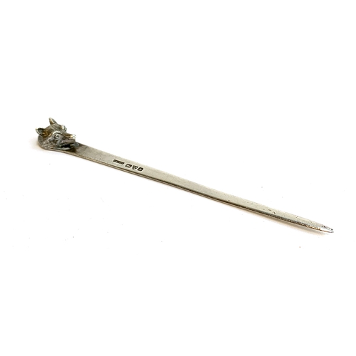 166 - A George V silver letter opener by Asprey of London, fox mask terminal, Chester 1924, 13cm long, 19.... 