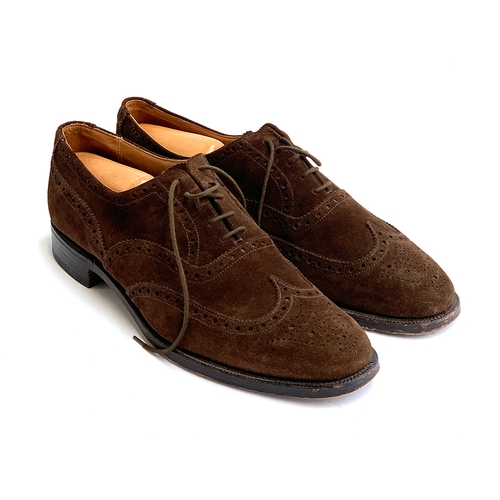 798 - A pair of Russell & Bromley 'Ashbourne' brown suede brogues, size 10E, with wooden trees